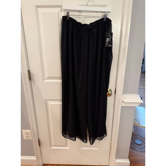 Alex Evenings Black Basic Straight Leg Chiffon Wide Leg Formal Pants sz 2X NWT - Picture 1 of 7